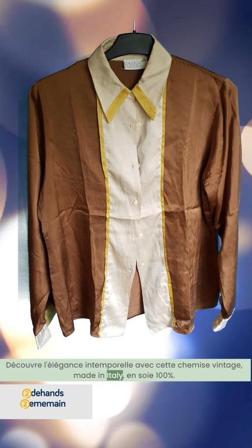Vintage overhemd van 100% zijde, gemaakt in Italië, Kleding | Dames, Blouses en Tunieken, Zo goed als nieuw, Maat 42/44 (L), Overige kleuren