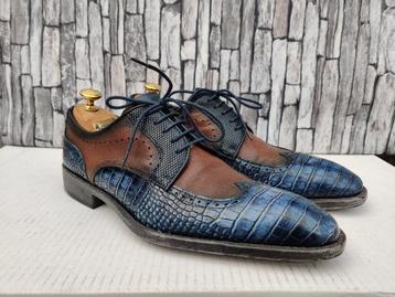 Giorgio croco heren schoenen - Blauw met cognac - Maat 42,5 beschikbaar voor biedingen