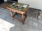 Brutalist bijzettafeltje met spreuk, Minder dan 55 cm, Rechthoekig, Hout, Ophalen