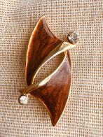 Grote broche van goud/strass, Overige materialen, 4 tot 7 cm, Ophalen of Verzenden, Zo goed als nieuw