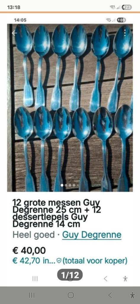 Guy Degrenne bestek, Huis en Inrichting, Keuken | Bestek, Zo goed als nieuw, Los bestek, Inox of Chroom, Ophalen of Verzenden