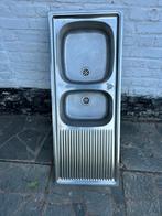 Dubbele spoelbak inox Franke, Ophalen, Gebruikt, 100 tot 150 cm, Grijs