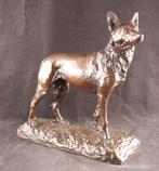 Groot antiek bronzen beeld van een herdershond, Ophalen of Verzenden