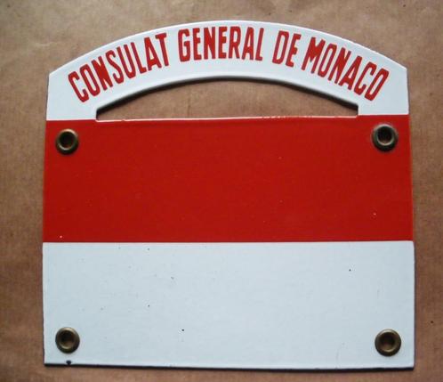 Plaque émaillée (jamais montée) consulat-général de Monaco, Antiek en Kunst, Antiek | Email, Verzenden