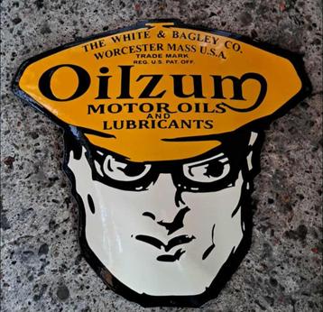 Oilzum motor oils lubricants contour emaillen reclame bord beschikbaar voor biedingen