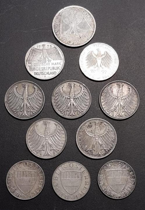 Duitse Mark Zilver + Oostenrijkse Schilling Zilver, Postzegels en Munten, Munten | Europa | Niet-Euromunten, Setje, Duitsland
