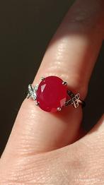 Prachtige 925 sterling zilveren ring met grote robijn, Nieuw, Ophalen of Verzenden, Met edelsteen, Dame