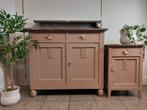 Commode en nachtkastje met mooi marmeren blad in het roze, Ophalen, Zo goed als nieuw, Commode