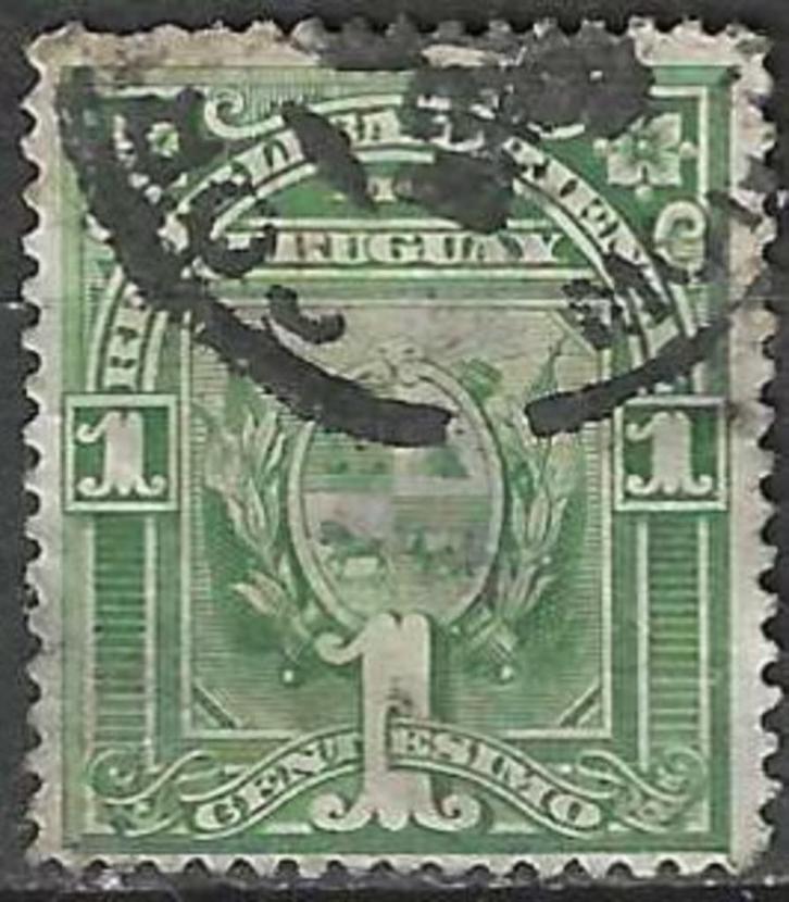 Uruguay 1889/1890 - Yvert 75 - 1 centesimo - Groen/Geel (ST), Postzegels en Munten, Postzegels | Amerika, Gestempeld, Verzenden