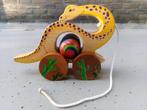 Houten dinosaurus met ei, Enlèvement, Comme neuf, Jouet à Pousser ou Tirer