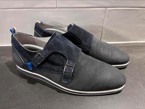 Floris van Bommel herenschoenen maat 9 / 43, Kleding | Heren, Schoenen, Zo goed als nieuw, Gespschoenen, Blauw, Ophalen of Verzenden