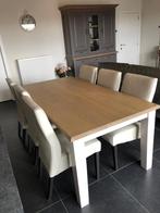 Eiken tafel met 6 stoelen, 50 tot 100 cm, 150 tot 200 cm, Rechthoekig, Eikenhout