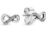 Pandora - 925/1000e zilveren Infinity studs, Handtassen en Accessoires, Ophalen, Nieuw, Met strass