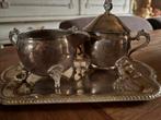 Verzilverd melk en suiker potje, Antiek en Kunst, Ophalen of Verzenden, Zilver