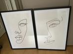 Twee halve gezichten in kaders zwart omlijsting, Maison & Meubles, Accessoires pour la Maison | Cadres, Enlèvement, Comme neuf