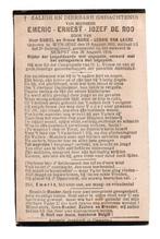 doodsprentje soldaat 2e linie Wingene + Zemst 1914, Verzamelen, Ophalen of Verzenden, Landmacht, Foto of Poster