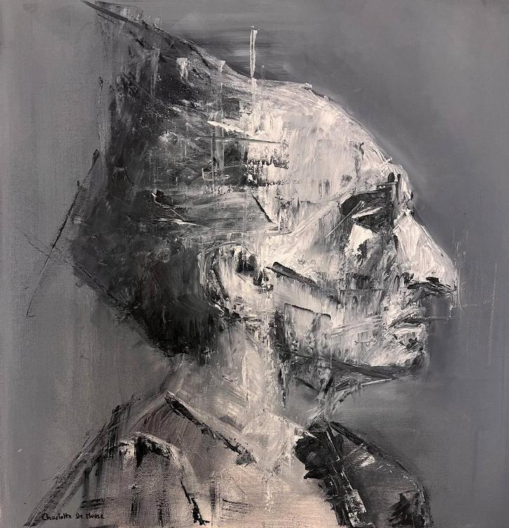 Schilderij peinture painting ‘Head3’ 50x50, Antiek en Kunst, Kunst | Schilderijen | Modern, Ophalen