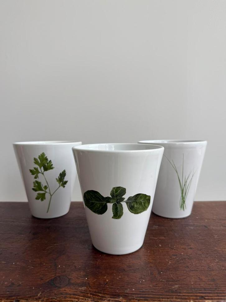 3 bloempotten voor kruiden, Tuin en Terras, Bloempotten, Zo goed als nieuw, Aardewerk, Ophalen