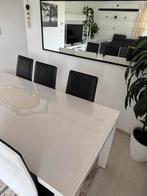 Eettafel met zes stoelen + 1 spiegel, Huis en Inrichting, Tafels | Eettafels, Ophalen, Gebruikt