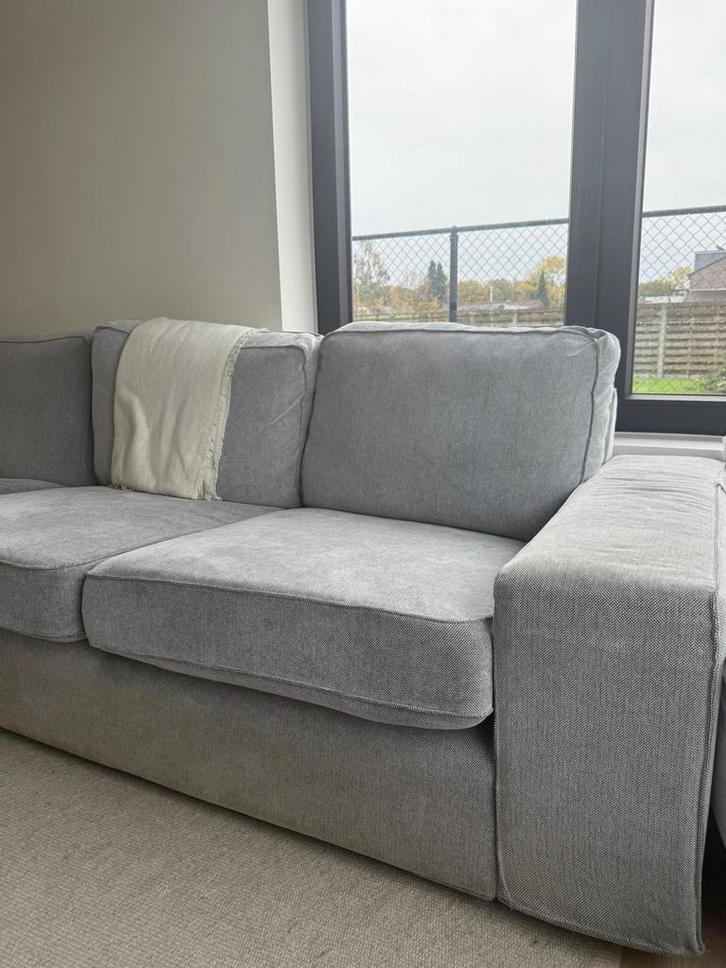 Hoekzetel met lounge – lichtgrijs (275  170 cm), Huis en Inrichting, Zetels | Zetels en Chaises Longues, Zo goed als nieuw, Driepersoons