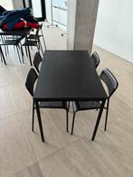 Zwarte tafel met 4 stoelen van Ikea, Huis en Inrichting, Ophalen, Zo goed als nieuw