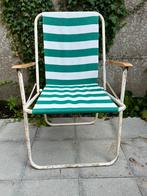Gestreepte vintage plooistoel / tuinstoel / kampeerstoel, Tuin en Terras, Tuinstoelen, Gebruikt, Ophalen of Verzenden, X, Metaal