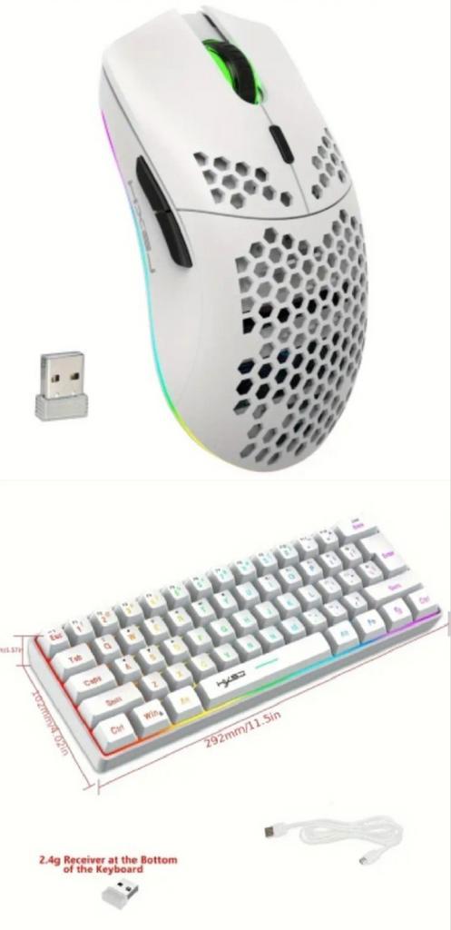 HXSJ draadloze gaming toetsenbord L500 (61 toets) + muis T66, Computers en Software, Toetsenborden, Nieuw, Qwerty, Draadloos, Ergonomisch