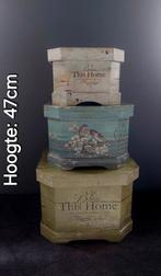 Set van 3 Decoratieve Opbergdozen  ,Vintage “Bless This Home, Huis en Inrichting, Ophalen, Zo goed als nieuw