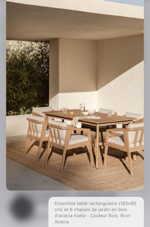 Magnifique table terrasse acacia neuve sklum 6 personnes, Tuin en Terras, Tuintafels, Nieuw, Rechthoekig, Hout, Ophalen