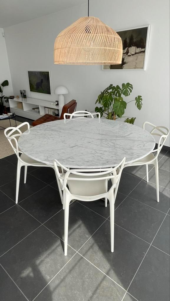 Table ronde en marbre de Carrare Ø 140 cm, Maison & Meubles, Tables | Tables à manger, Utilisé, Autres matériaux, Enlèvement