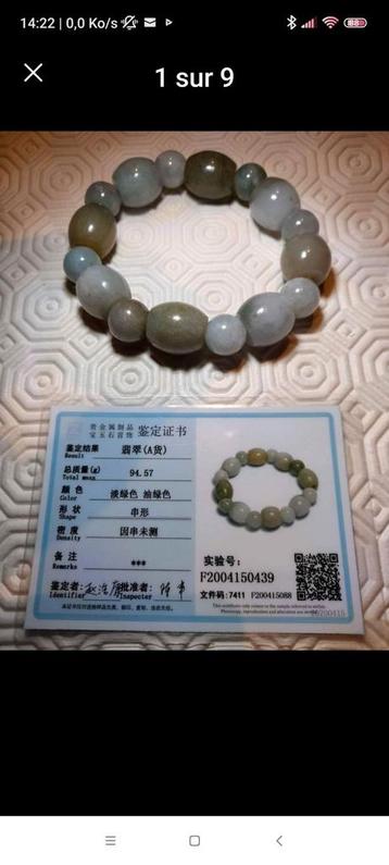 Bracelet élastique en jade avec certificat traçable 