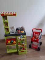 winkeltje van Smoby met winkelkar, geld en winkelwaren., Ophalen, Gebruikt