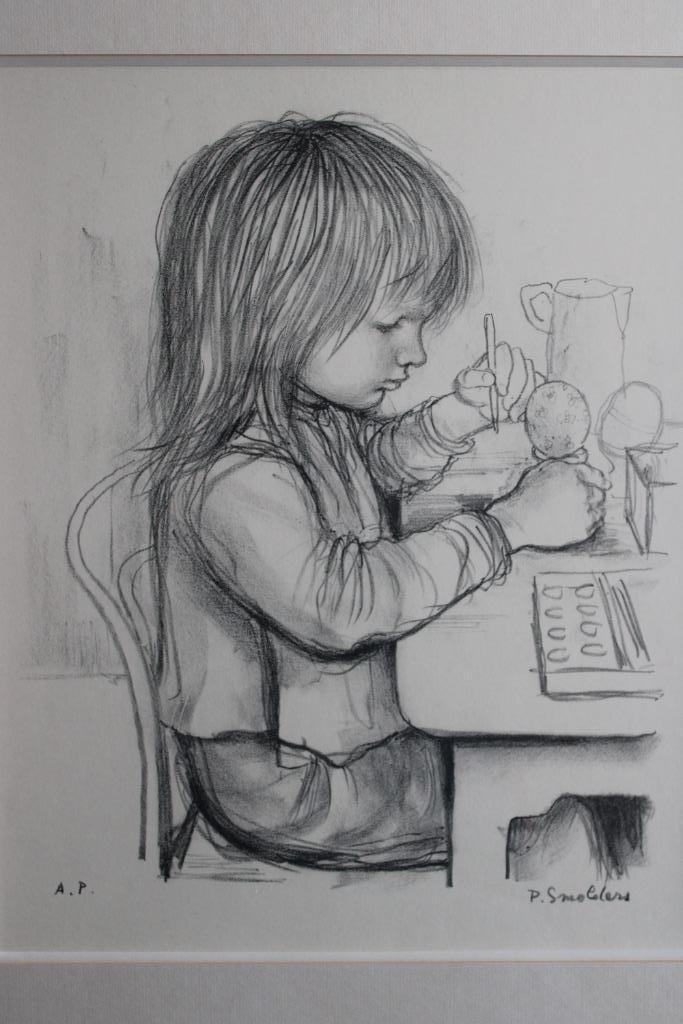 Kunst Kunstenaar PAUL SMOLDERS Litho / Tekening? INGEKADERD, Antiek en Kunst, Kunst | Etsen en Gravures, Ophalen