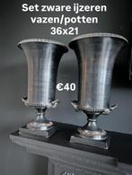 Zware ijzeren vazen/potten, Tuin en Terras, Ophalen, Gebruikt