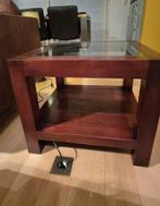 Mahonie bijzettafel met glas, Ophalen, Glas