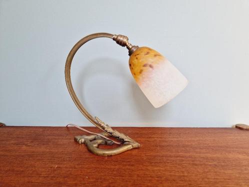 Lampe Art Déco en bronze, verre signée Schneider, 1920, Antiquités & Art, Antiquités | Éclairage, Enlèvement ou Envoi