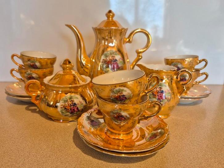 Sfinx antiek vintage thee of mokka servies 6 personen, Antiek en Kunst, Antiek | Servies compleet, Ophalen