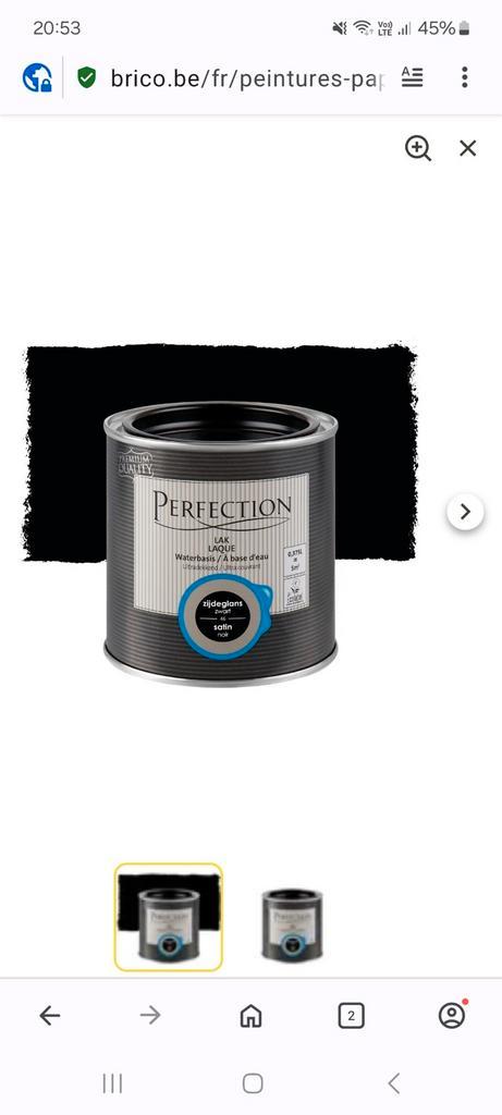 "Perfection" Laque Noir Satin 375ml (NEUF), Bricolage & Construction, Peinture, Vernis & Laque, Neuf, Laque, Noir, Enlèvement ou Envoi