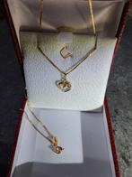 🩷 CHAINE EN OR 18K + COEUR DANS UN COEUR EN OR JAUNE/BLANC., Blanc, Or