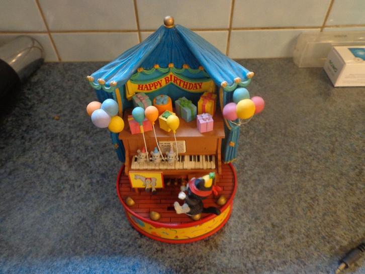 Enesco muziekdoos : poes aan de piano, Antiek en Kunst, Curiosa en Brocante, Ophalen of Verzenden