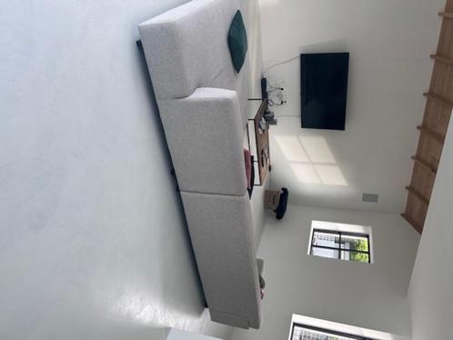 Grijze zetel te koop, Huis en Inrichting, Zetels | Zetels, Gebruikt, Rechte bank, Vierpersoons of meer, 300 cm of meer, 150 cm of meer