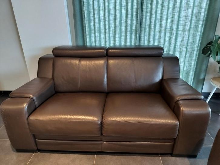 Prachtige salon in leder. Zo goed als nieuw, Maison & Meubles, Canapés | Salons, Enlèvement