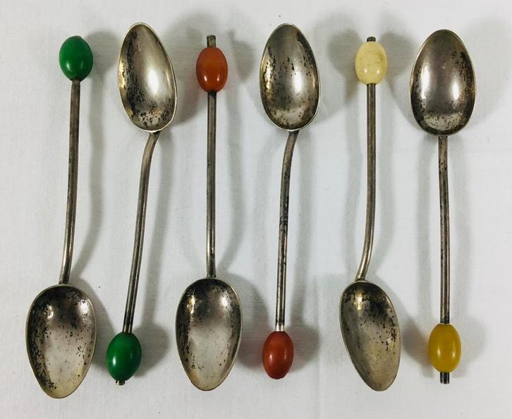 Lot de 6 cuillères à café au design vintage Metal Beans, Collections, Rétro, Maison et Meubles, Enlèvement ou Envoi