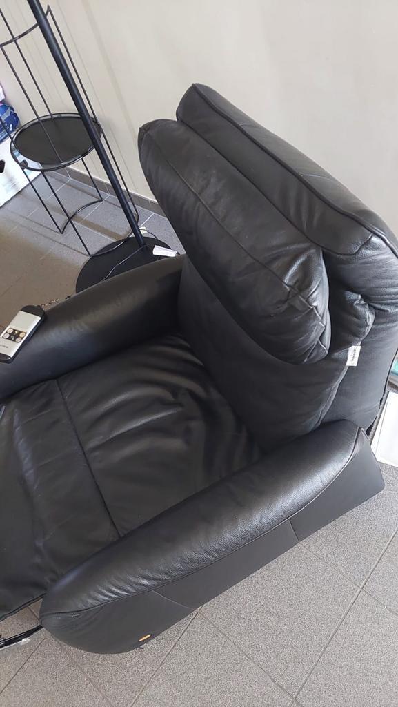 Tempur zwarte lederen elektrische relax – topstaat!, Huis en Inrichting, Zetels | Zetels en Chaises Longues, Zo goed als nieuw