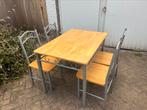 sterke eettafel met 4 stoelen, Ophalen, Gebruikt, 100 tot 150 cm, 50 tot 100 cm