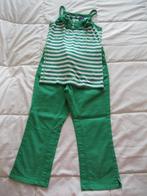 Groene broek + groen-wit gevoerde tanktop set 140, Meisje, Sevenoneseven, Gebruikt, Ophalen of Verzenden