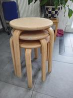 Lot de 3 tabourets en pin massif, Ophalen, Gebruikt, 3 krukken, Hout