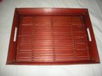 Plateau en bois couleur acajou et panier à pain., Maison & Meubles, Enlèvement, Comme neuf, Rectangulaire, Bois