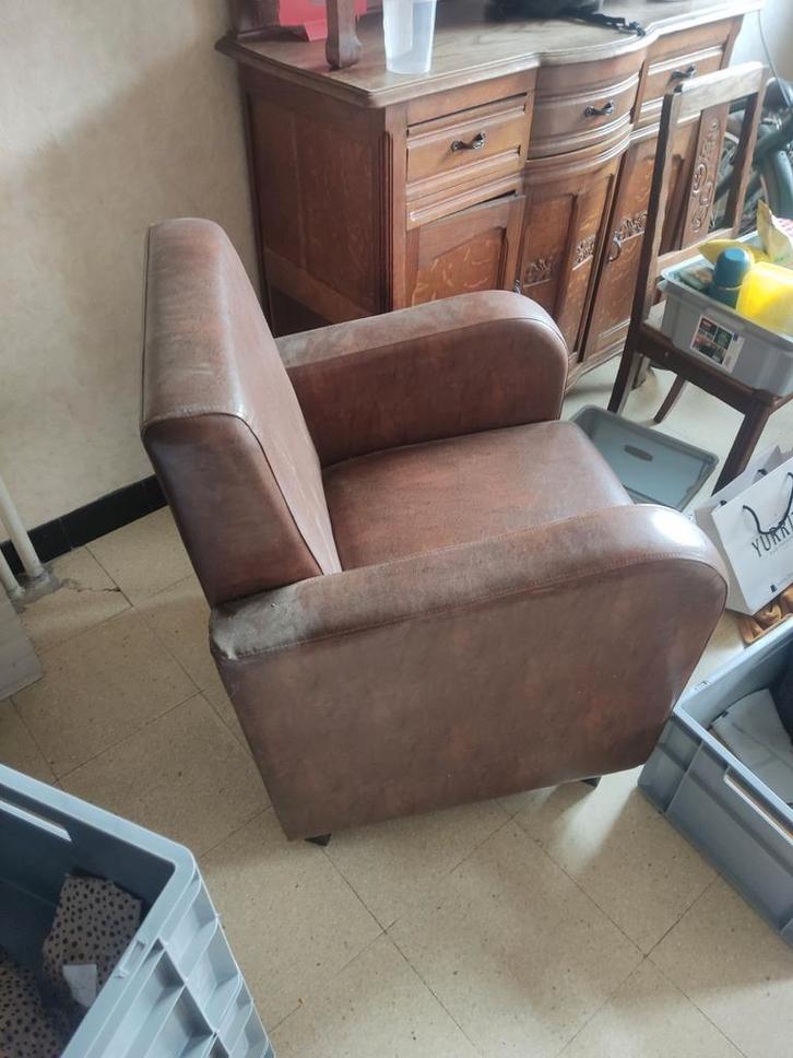 Fauteuil leder, Huis en Inrichting, Fauteuils, Zo goed als nieuw, Ophalen