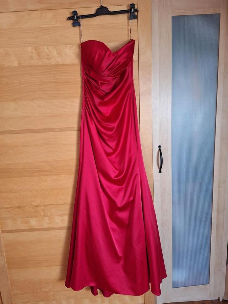Lange avondjurk zonder bandjes, Kleding | Dames, Gelegenheidskleding, Zo goed als nieuw, Galajurk, Maat 38/40 (M), Roze, Ophalen